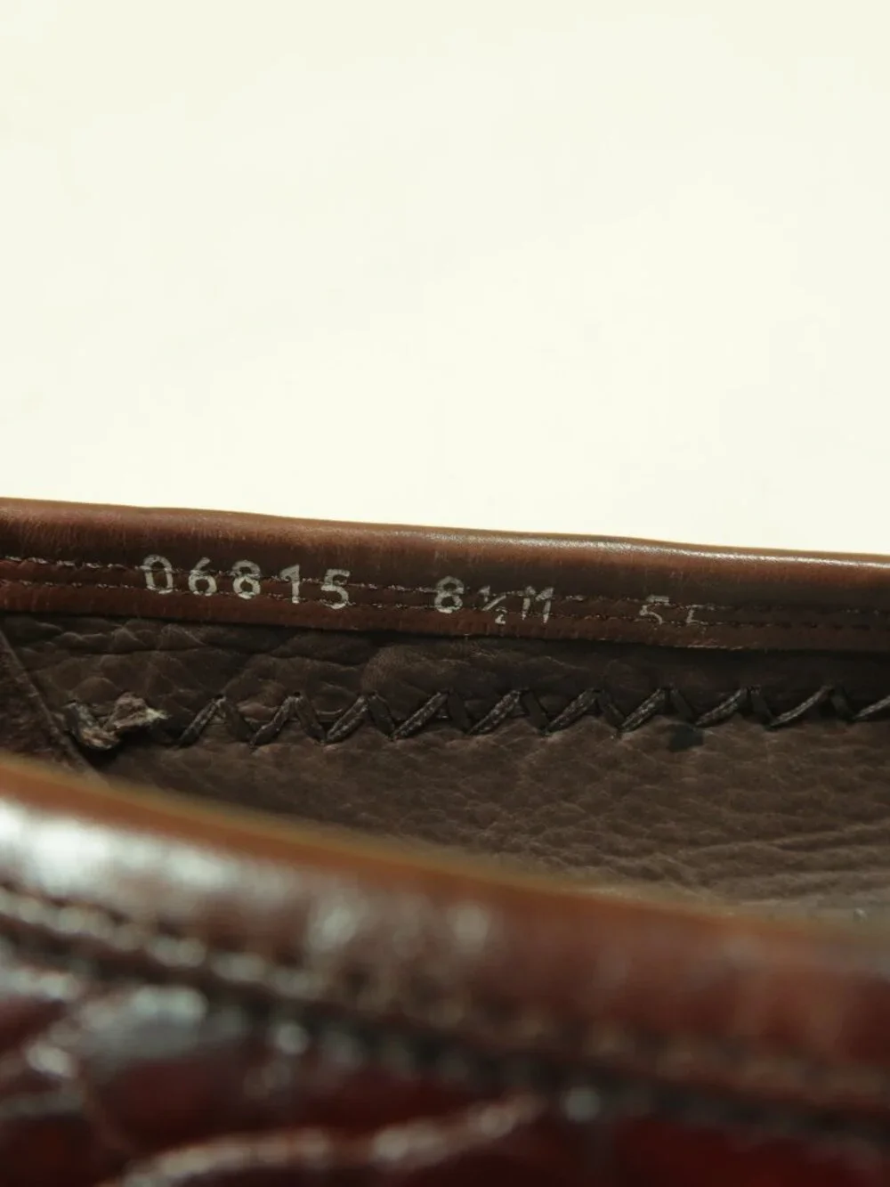Vintage Bragano Crocodile Vamp Leather Loafers Shoes Mens 8.5M Brown Moc Toe - Picture 8 of 9